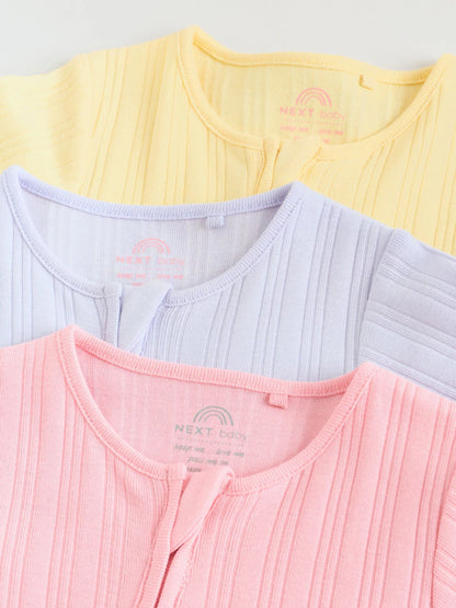 |BabyGirl| Conjunto Com 3 Macacões Infantis Coloridos Com Zíper Duplo (0 meses a 3 anos)