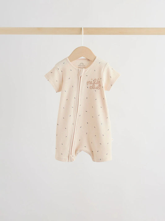 |BabyBoy| Conjunto Com 3 Macacões De Bebê Bege Com Zíper Duplo (0 meses a 3 anos)