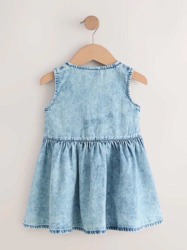 |Girl| Vestido Peplum Sem Mangas Em Jeans (3 meses a 8 anos)