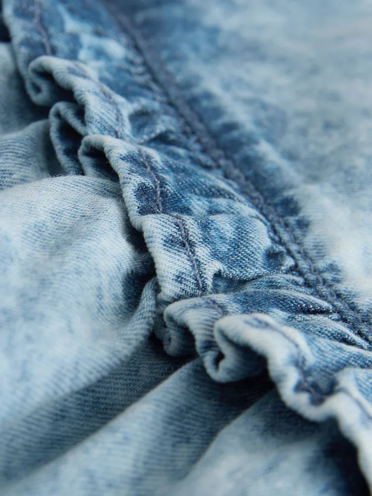 |Girl| Vestido Peplum Sem Mangas Em Jeans (3 meses a 8 anos)