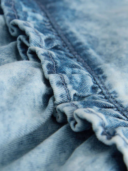 |Girl| Vestido Peplum Sem Mangas Em Jeans (3 meses a 8 anos)