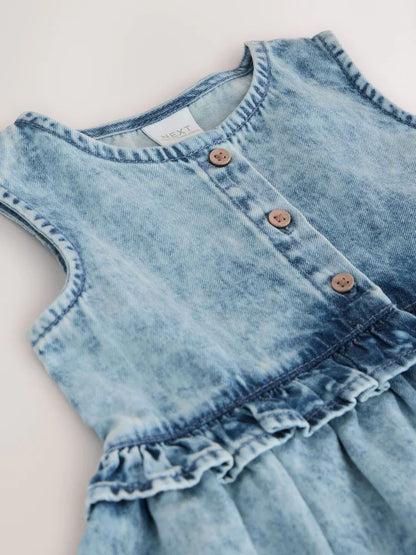 |Girl| Vestido Peplum Sem Mangas Em Jeans (3 meses a 8 anos)