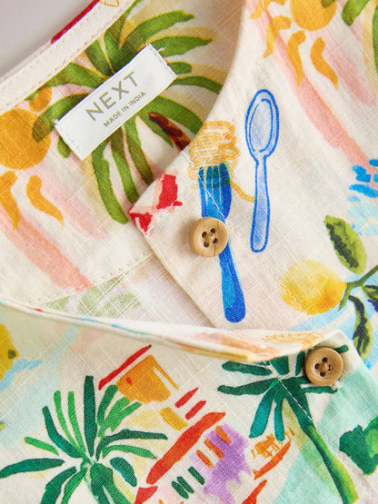 |Girl| Vestido Peplum Sem Mangas Com Estampa Variada (3 meses a 8 anos)