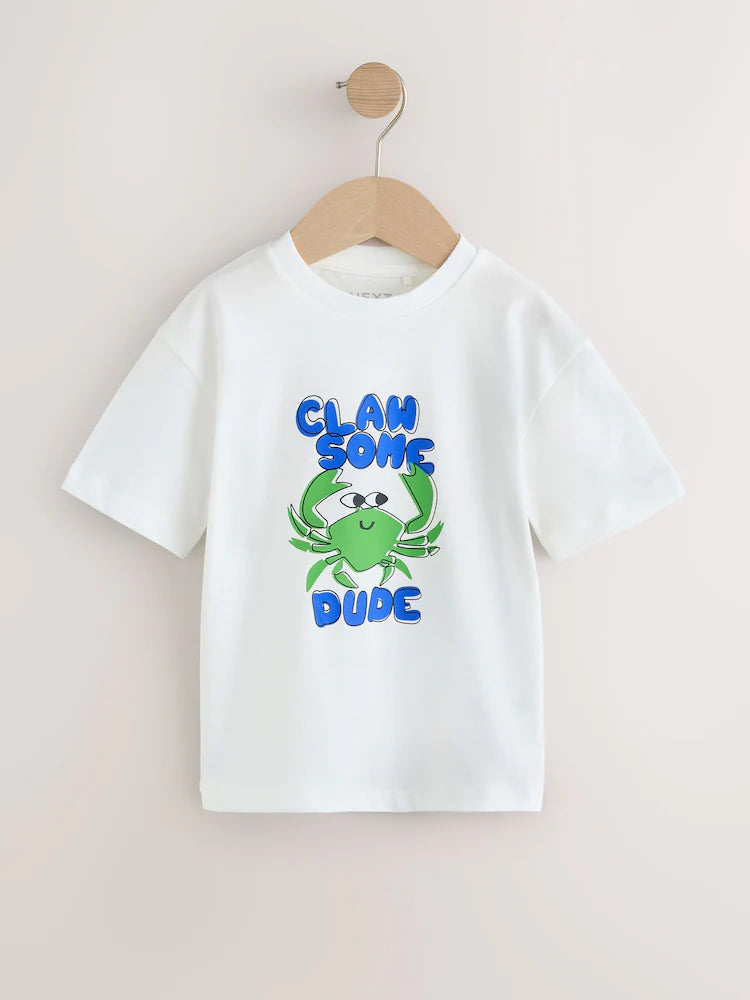 |Boy| Conjunto De Camisa e Camiseta De Manga Curta Com Estampa De Caranguejo Azul Claro (6 meses a 7 anos)