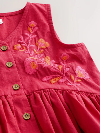 |Girl| Conjunto Coordenado De Blusa e Shorts Bordados Em Vermelho (3 meses a 8 anos)