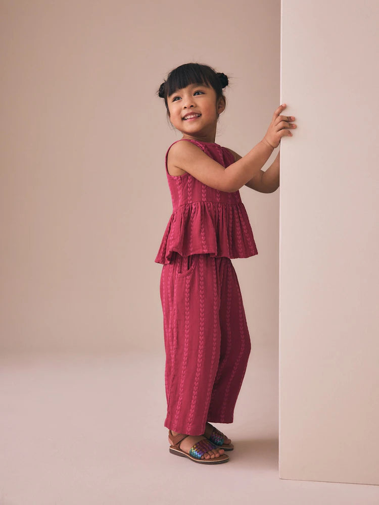 |Girl| Conjunto De Blusa e Calça Rosa-Cereja (3 meses a 8 anos)