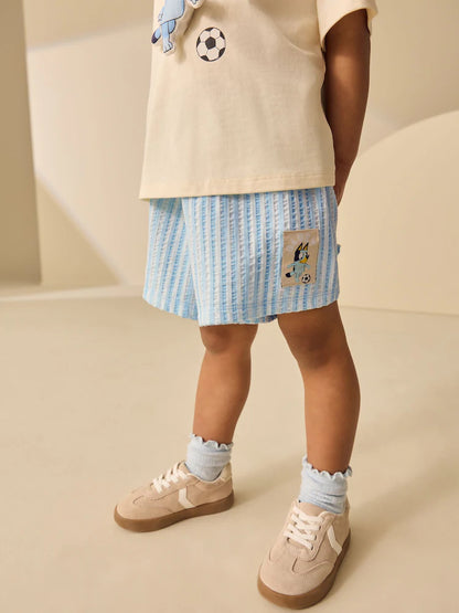 |Boy| Conjunto De Calções De Futebol Ecru White Bluey (12 meses a 7 anos)