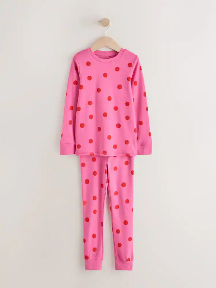 |Girl| Conjunto De 3 Pijamas Aconchegantes Com Estampa De Carimbo Rosa/Turquesa (9 meses a 12 anos)