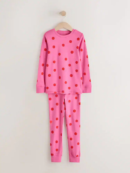 |Girl| Conjunto De 3 Pijamas Aconchegantes Com Estampa De Carimbo Rosa/Turquesa (9 meses a 12 anos)