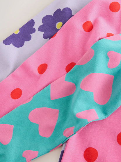 |Girl| Conjunto De 3 Pijamas Aconchegantes Com Estampa De Carimbo Rosa/Turquesa (9 meses a 12 anos)