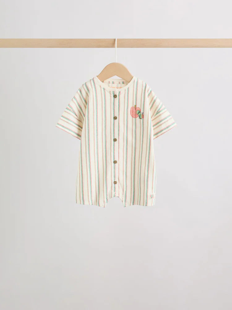 |BabyBoy| Conjunto Com 3 Macacões Infantis Neutros Com Estampa Da Lagarta Muito Faminta (The Very Hungry Caterpillar License)