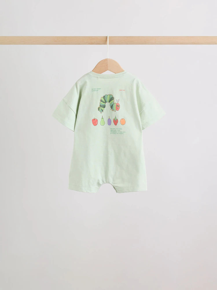 |BabyBoy| Conjunto Com 3 Macacões Infantis Neutros Com Estampa Da Lagarta Muito Faminta (The Very Hungry Caterpillar License)