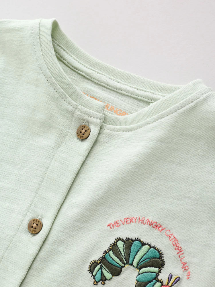 |BabyBoy| Conjunto Com 3 Macacões Infantis Neutros Com Estampa Da Lagarta Muito Faminta (The Very Hungry Caterpillar License)