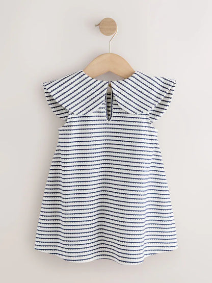 |Girl| Vestido Monocromático com Gola de Laço (3 meses a 7 anos)