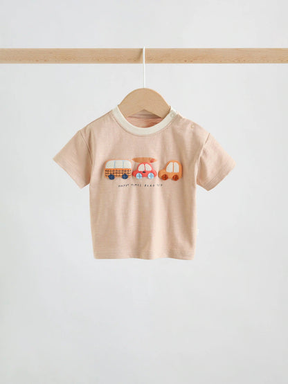 |BabyBoy| Conjunto Infantil Com Blusa e Shorts Estampados Com Carros Laranja (0 meses a 2 anos)