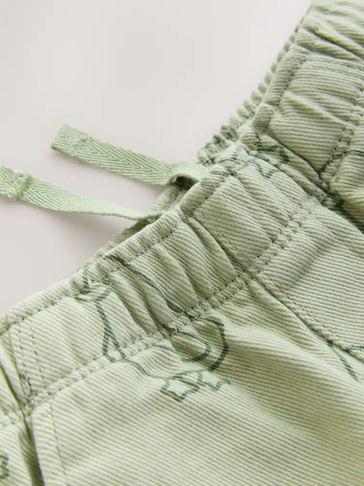 |Girl| Calças Largas Com Estampa De Patinhos Verdes (3 meses a 7 anos)