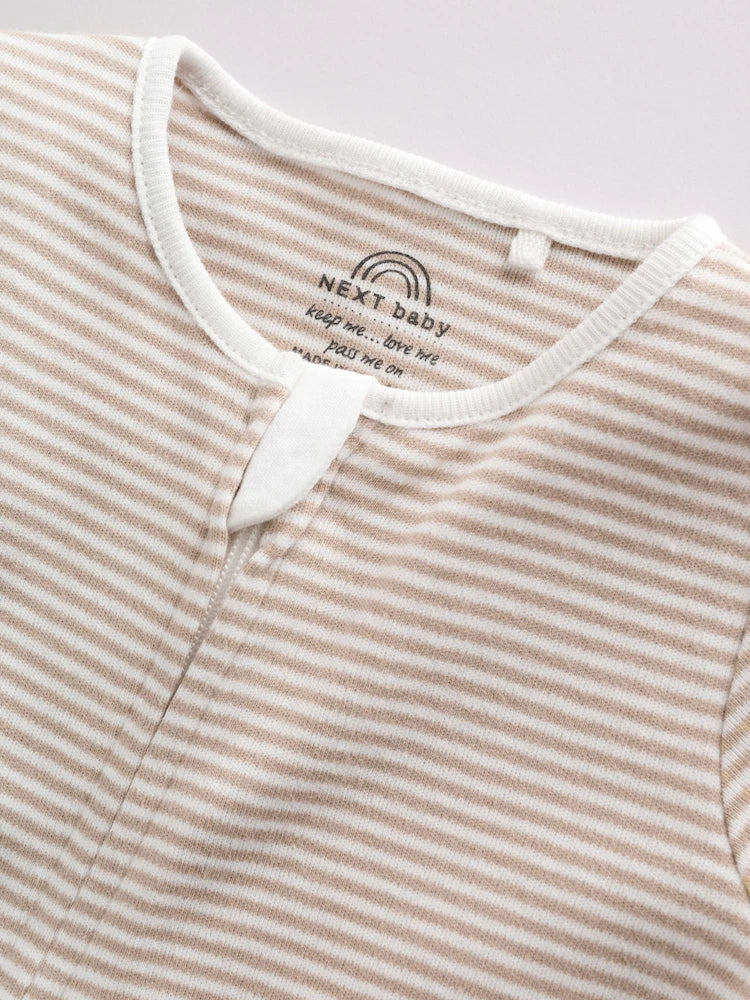 |BabyBoy| Conjunto De 3 Macacões Para Bebê Nas Cores Bege e Branco (0 meses a 3 anos)