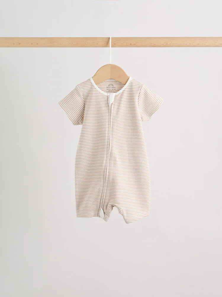 |BabyBoy| Conjunto De 3 Macacões Para Bebê Nas Cores Bege e Branco (0 meses a 3 anos)