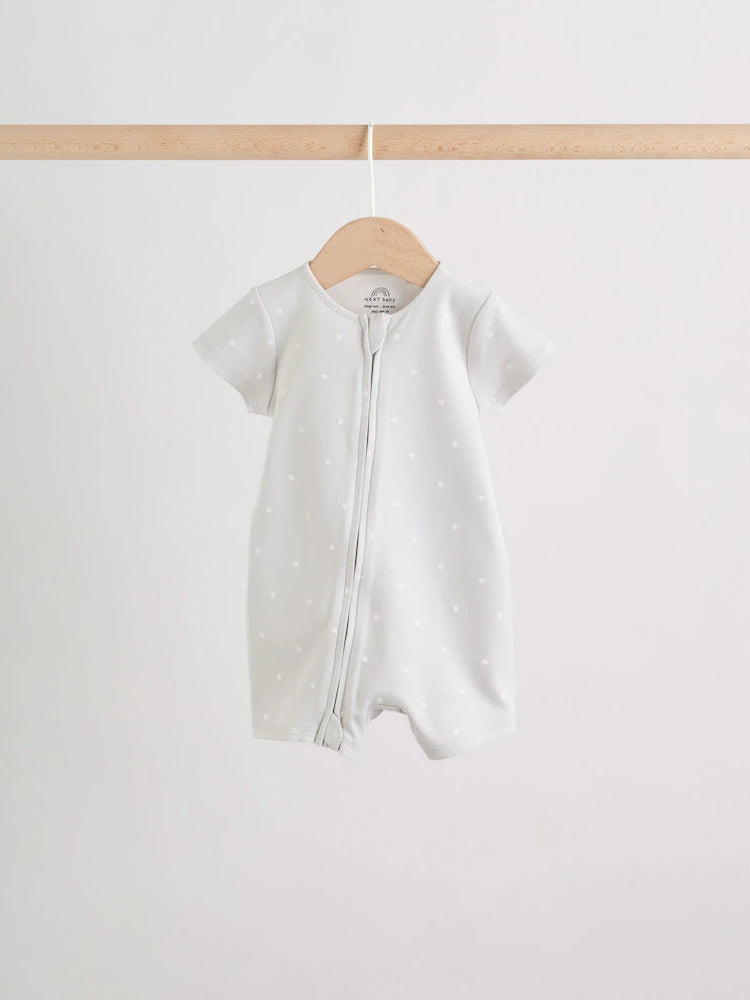 |BabyBoy| Conjunto De 3 Macacões Para Bebê Nas Cores Bege e Branco (0 meses a 3 anos)