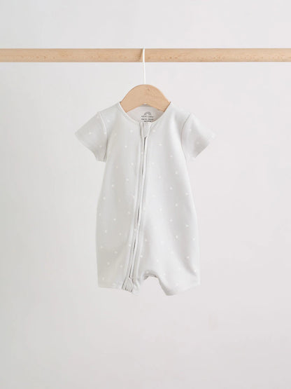 |BabyBoy| Conjunto De 3 Macacões Para Bebê Nas Cores Bege e Branco (0 meses a 3 anos)