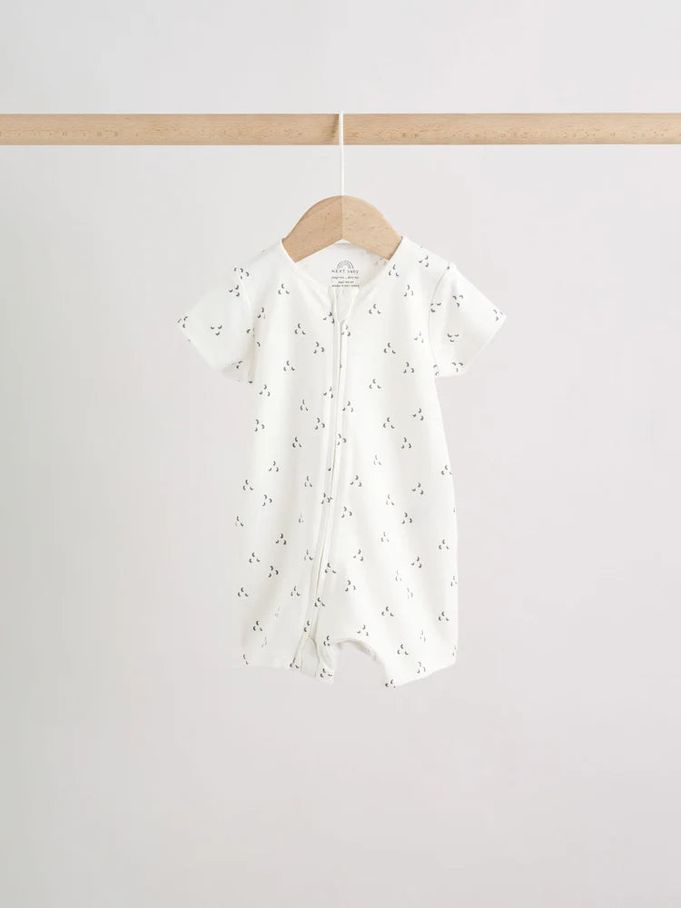 |BabyBoy| Conjunto De 3 Macacões Para Bebê Nas Cores Bege e Branco (0 meses a 3 anos)