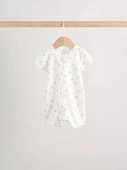 |BabyBoy| Conjunto De 3 Macacões Para Bebê Nas Cores Bege e Branco (0 meses a 3 anos)