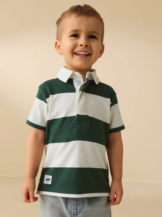 |Boy| Camisa Polo De Rugby De Manga Curta Verde/Branca (3 meses a 7 anos)