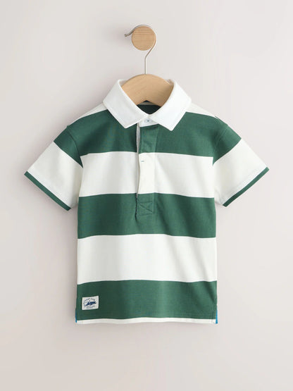 |Boy| Camisa Polo De Rugby De Manga Curta Verde/Branca (3 meses a 7 anos)