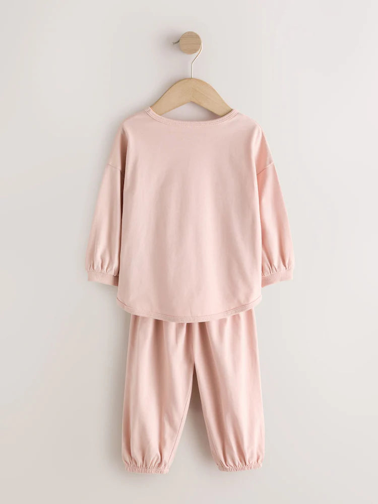 |Girl| Kit Com 3 Pijamas Estilo Jogger Rosa/Cinza (9 meses a 12 anos)
