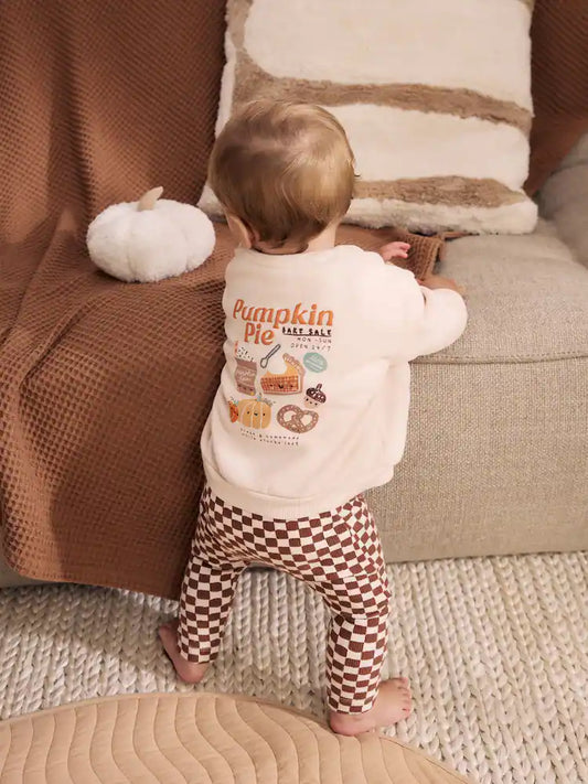 |BabyBoy| Conjunto de Moletom e Legging para Bebê com Estampa de Abóbora e Frase (0 meses a 2 anos) – Tons Neutros