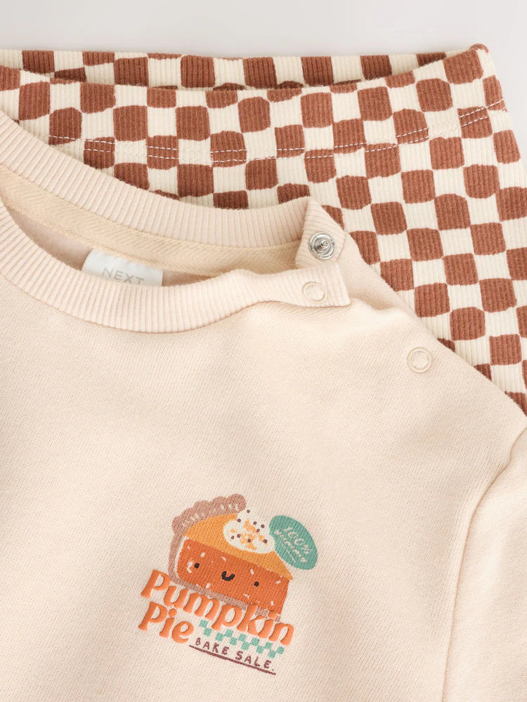 |BabyBoy| Conjunto de Moletom e Legging para Bebê com Estampa de Abóbora e Frase (0 meses a 2 anos) – Tons Neutros