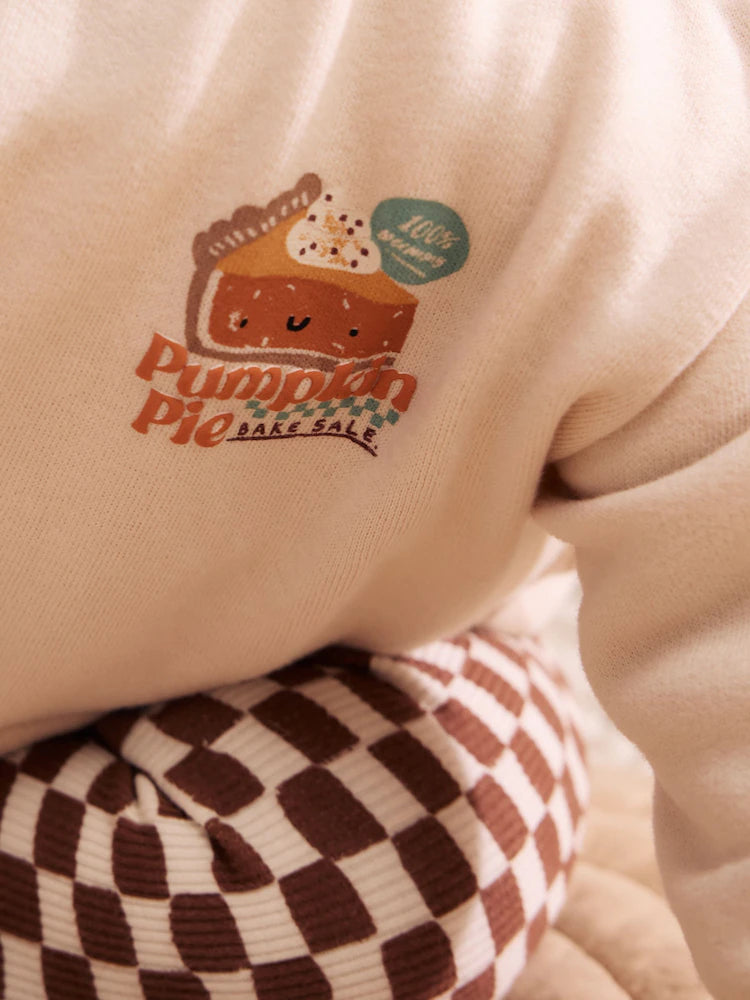 |BabyBoy| Conjunto de Moletom e Legging para Bebê com Estampa de Abóbora e Frase (0 meses a 2 anos) – Tons Neutros