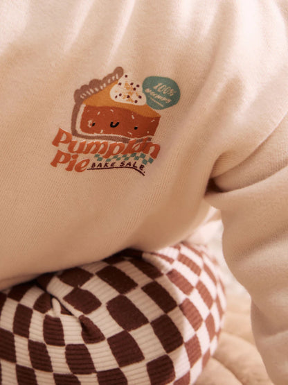 |BabyBoy| Conjunto de Moletom e Legging para Bebê com Estampa de Abóbora e Frase (0 meses a 2 anos) – Tons Neutros