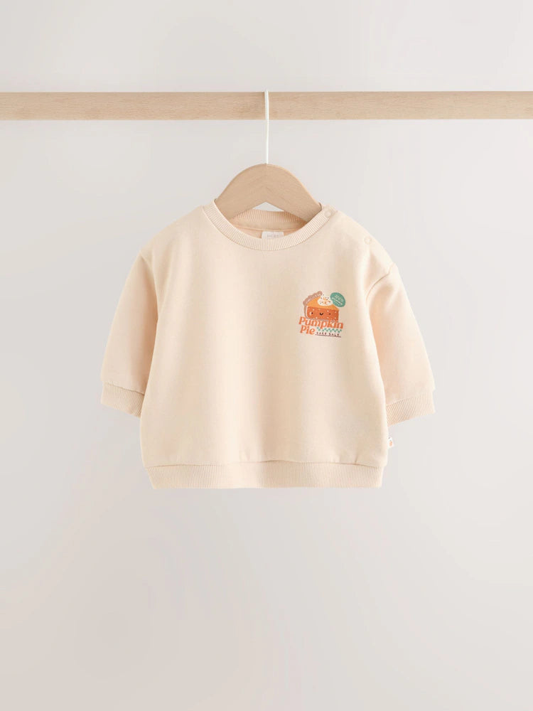 |BabyBoy| Conjunto de Moletom e Legging para Bebê com Estampa de Abóbora e Frase (0 meses a 2 anos) – Tons Neutros