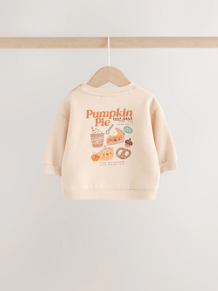 |BabyBoy| Conjunto de Moletom e Legging para Bebê com Estampa de Abóbora e Frase (0 meses a 2 anos) – Tons Neutros