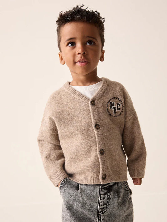 |Boy| Cardigã Marrom com Estampa de Personagem (3 meses a 7 anos)