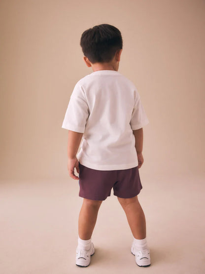 |Boy| Shorts De Malha Bordô Com Faixa Lateral (3 meses a 7 anos)
