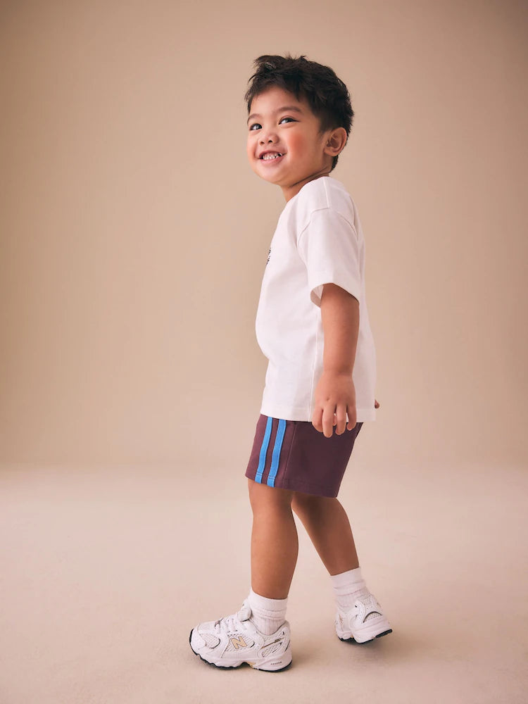 |Boy| Shorts De Malha Bordô Com Faixa Lateral (3 meses a 7 anos)