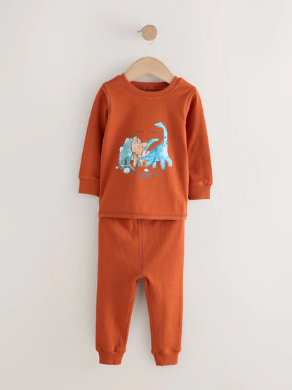 |Boy| Kit com 3 Pijamas Justos Estampa de Dinossauro (Verde/Laranja) – 9 meses a 8 anos