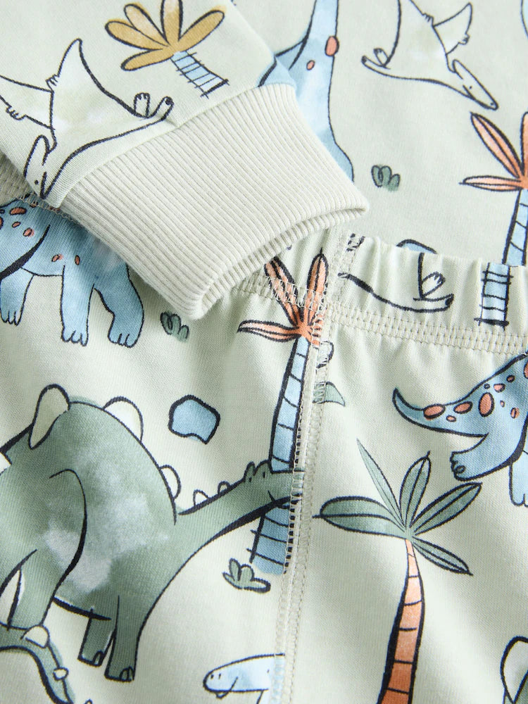 |Boy| Kit com 3 Pijamas Justos Estampa de Dinossauro (Verde/Laranja) – 9 meses a 8 anos