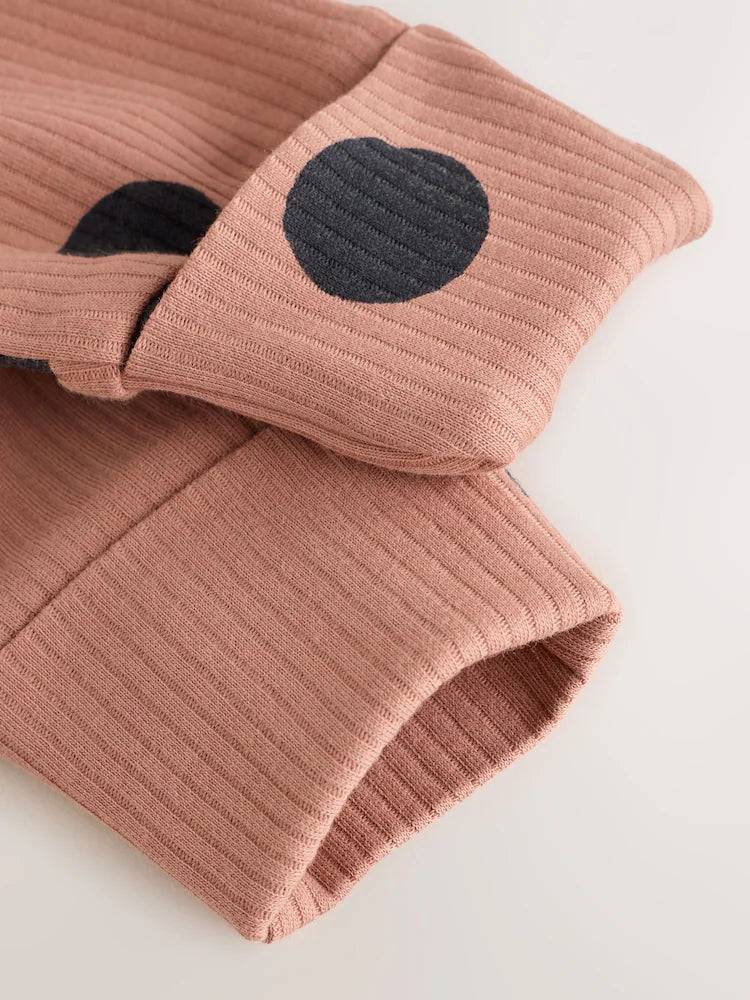 |BabyGirl| Kit com 4 Macacões de Bebê com Estampa de Animal (Marrom) e Zíper Bidirecional (0 meses a 3 anos)