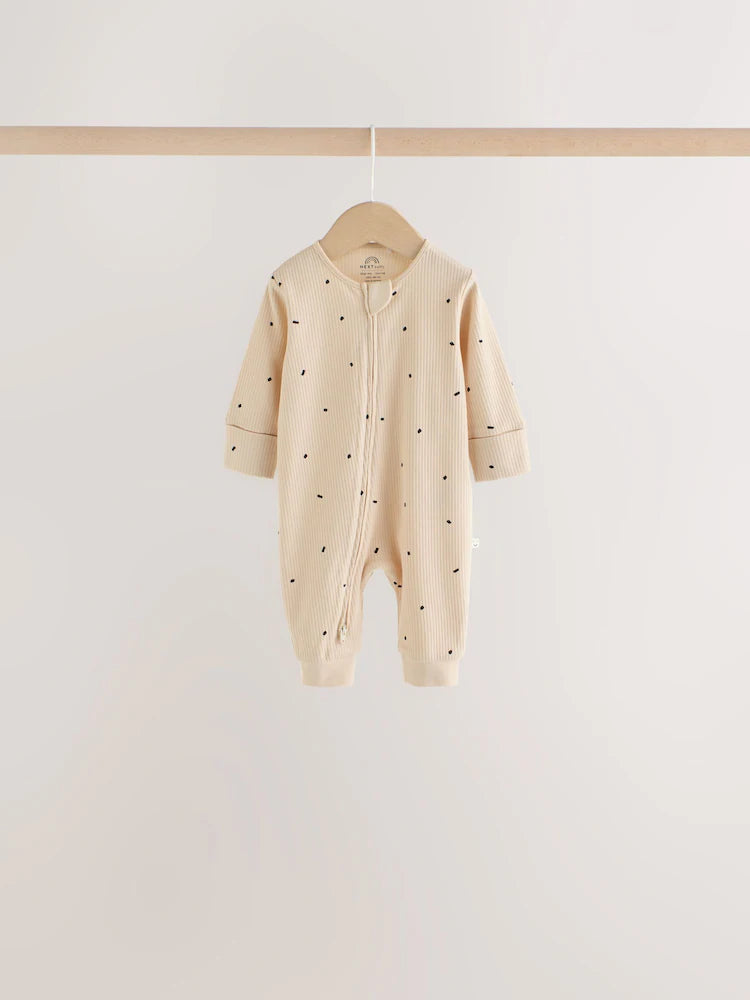 |BabyGirl| Kit com 4 Macacões de Bebê com Estampa de Animal (Marrom) e Zíper Bidirecional (0 meses a 3 anos)