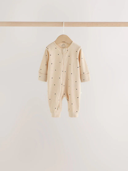 |BabyGirl| Kit com 4 Macacões de Bebê com Estampa de Animal (Marrom) e Zíper Bidirecional (0 meses a 3 anos)