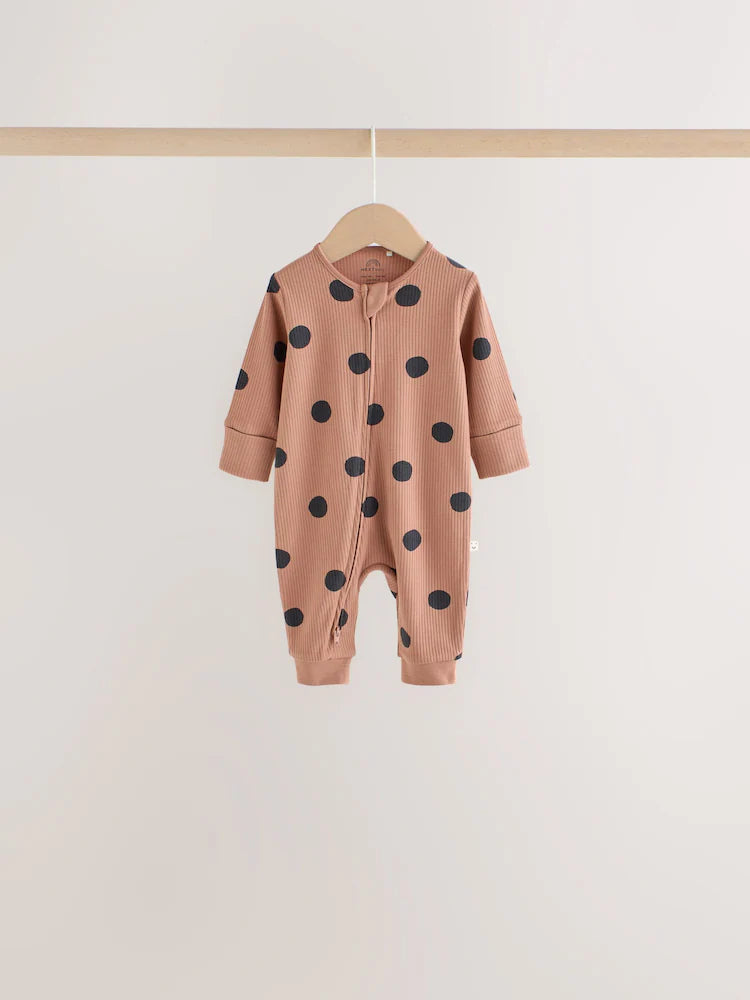 |BabyGirl| Kit com 4 Macacões de Bebê com Estampa de Animal (Marrom) e Zíper Bidirecional (0 meses a 3 anos)