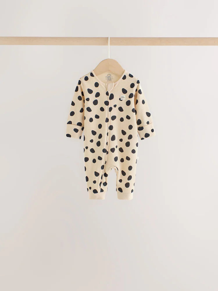 |BabyGirl| Kit com 4 Macacões de Bebê com Estampa de Animal (Marrom) e Zíper Bidirecional (0 meses a 3 anos)
