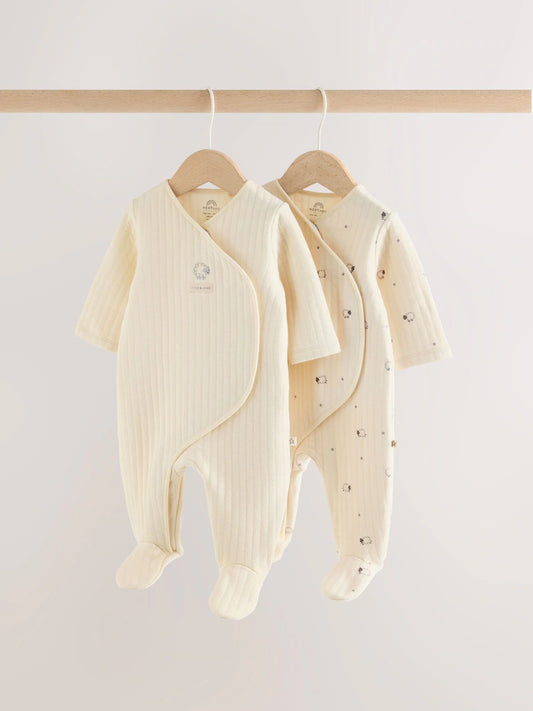|BabyGirl| Kit com 2 Macacões Acolchoados (1 Tog) – Estampa de Ovelhas Brancas