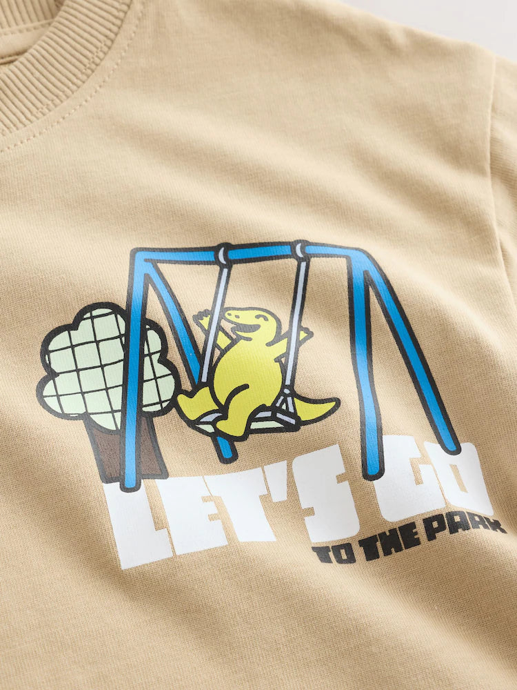 |Boy| Camiseta Marrom de Manga Longa com Estampa de Dinossauro (3 meses a 7 anos)