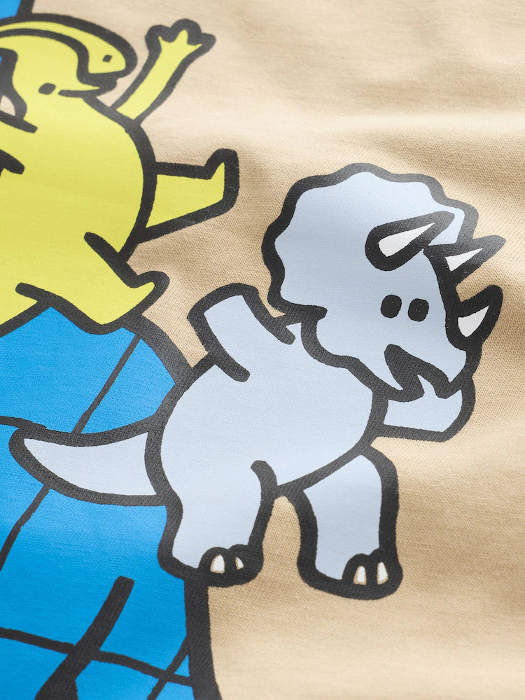 |Boy| Camiseta Marrom de Manga Longa com Estampa de Dinossauro (3 meses a 7 anos)