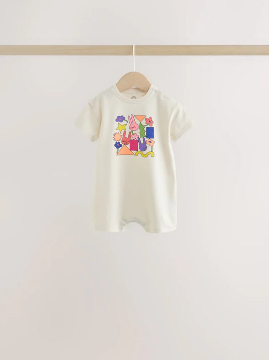 |BabyGirl| Kit Com 3 Macaquinhos Para Bebê Com Estampa Nas Costas e Fechamento por Botões