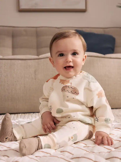 |BabyGirl| Conjunto de Moletom e Legging para Bebê com Estampa Outonal em Tons Neutros (0 meses a 2 anos)
